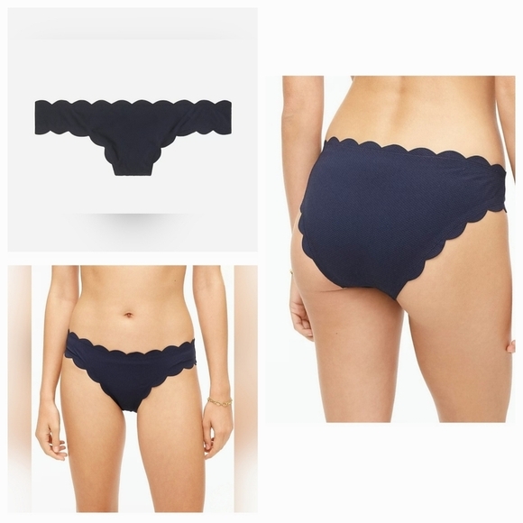 J. Crew Scallop Piqué Surf Hipster Bikini Bottom - Picture 5 of 6